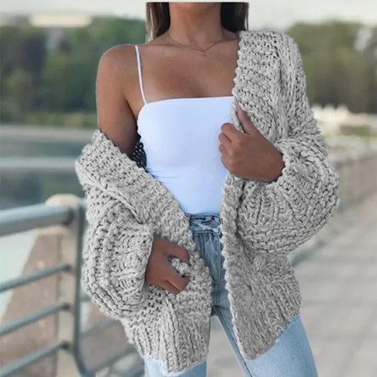ALLUKASA  Autumn Winter Cardigan Women Sweaters New Cardigan Batwing Long-sleeved Plush Loose Outside Knit Sweater Women Fashion