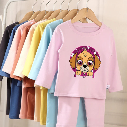 PAW Patrols Kids Anime Cute Pajamas Children Long Sleeve Pyjamas Autumn Winter Warm Loungewear Boy Girl Cartoon Casual Home Wear