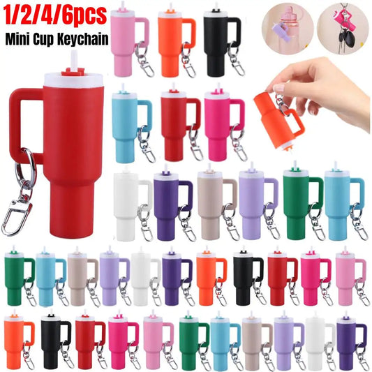 6-1pcs Creative Mini Cup Keychain Pendant Chapstick Holder Fun Key Ring Handbag Charms Key Ring for Backpack Tumbler Accessories