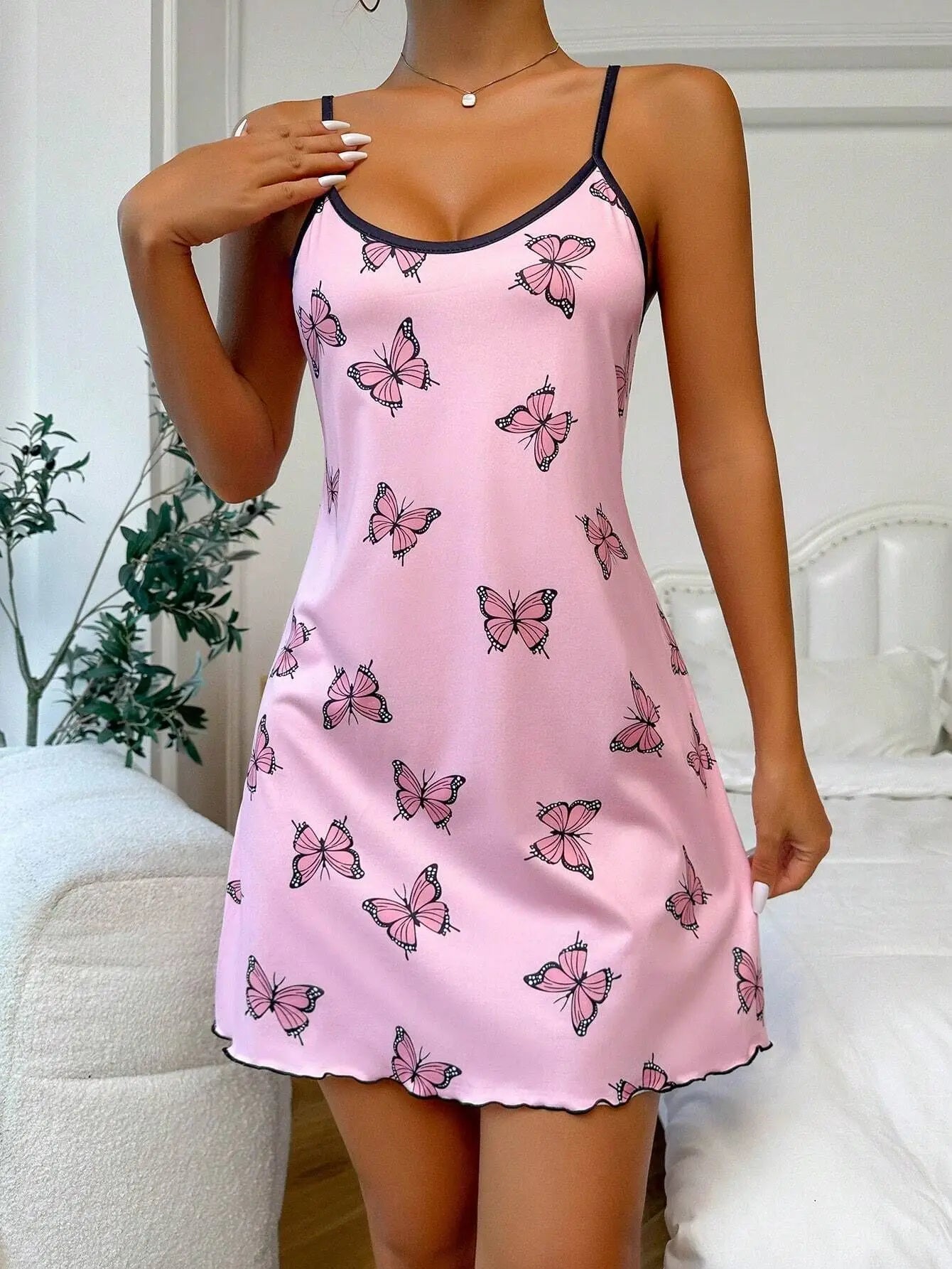 Summer New Women's Nightgown Beauty Back Thin Section Of Home Wear Sexy Halter Short Skirt Love Cartoon Cute Printing Pajamas