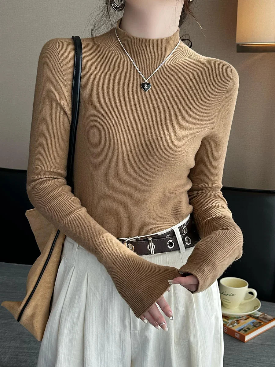 New Autumn Winter Long Sleeve Knit Sweater Women Pullovers Black White Knitted Sweater Women Tops Sweaters Sueters De Mujer MZ54