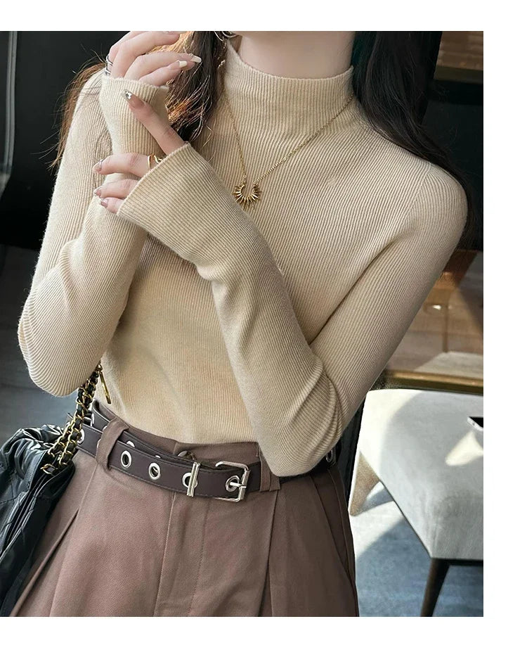 New Autumn Winter Long Sleeve Knit Sweater Women Pullovers Black White Knitted Sweater Women Tops Sweaters Sueters De Mujer MZ54
