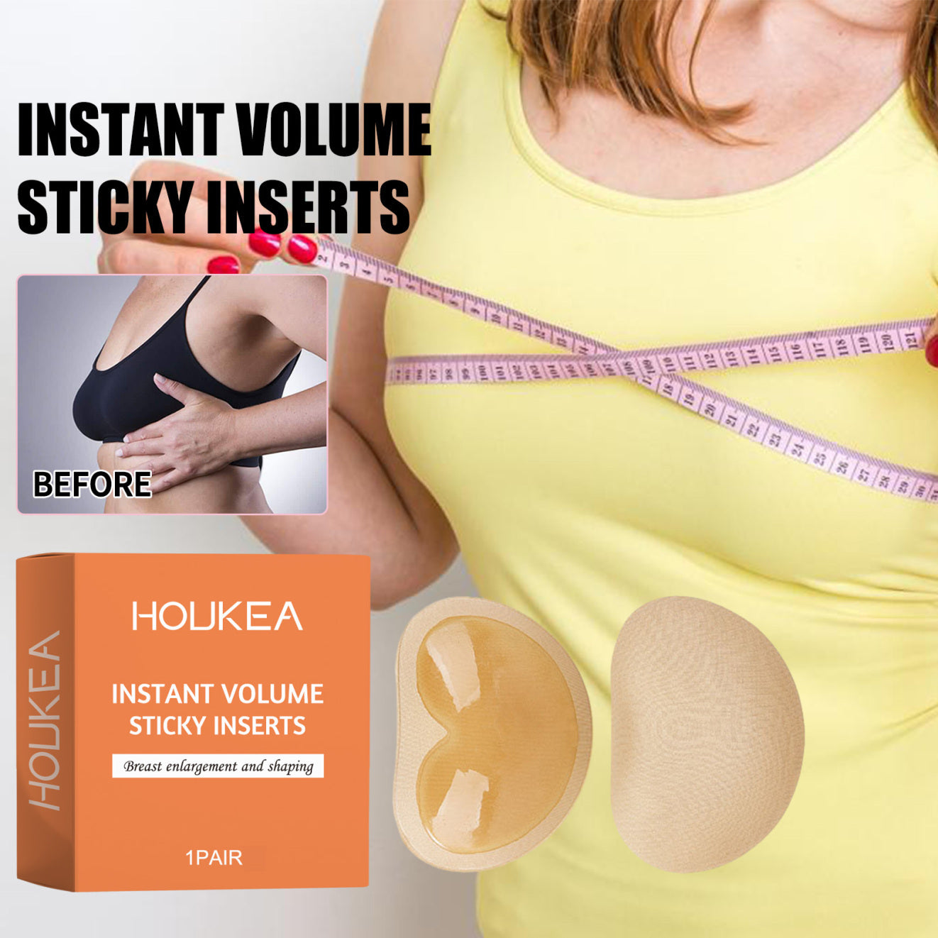 Houkea Sponge Self-Adhesive Breast Pads Firm, Plump And Plump Breast Pads Lift Women's Breasts Firm And Anti-sagging