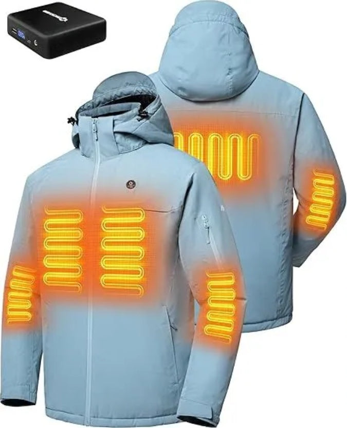 Heated Jacket, Ski Jacket Coat, With 12V 16000mAh Battery Pack, 5 Areas Heating Thicken Men Winter Coat
