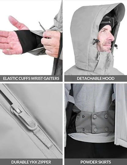Heated Jacket, Ski Jacket Coat, With 12V 16000mAh Battery Pack, 5 Areas Heating Thicken Men Winter Coat