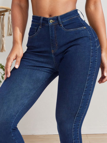 Four Season Versatile Tight Jeans, High Elasticity Slim Fit Comfortable And Fashionable, Classic Solid Color Design, Suitable For Both Casual And Formal Wear, Women's Jeans And Clothing