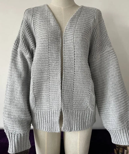 ALLUKASA  Autumn Winter Cardigan Women Sweaters New Cardigan Batwing Long-sleeved Plush Loose Outside Knit Sweater Women Fashion