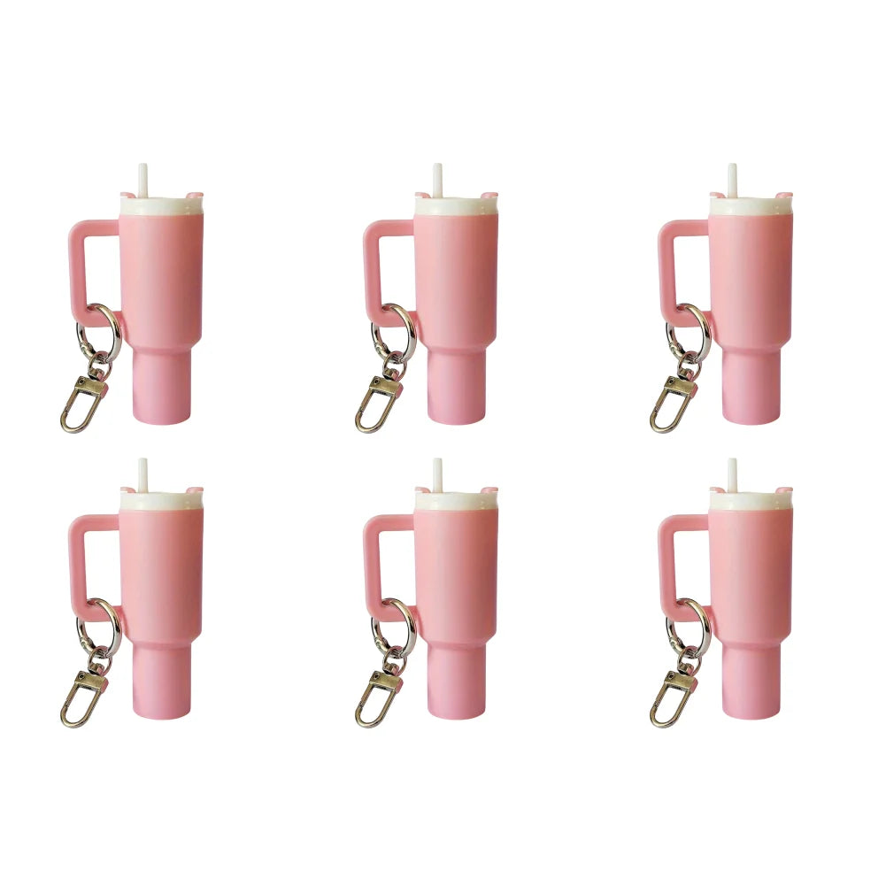 6-1pcs Creative Mini Cup Keychain Pendant Chapstick Holder Fun Key Ring Handbag Charms Key Ring for Backpack Tumbler Accessories