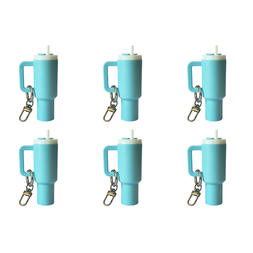 6-1pcs Creative Mini Cup Keychain Pendant Chapstick Holder Fun Key Ring Handbag Charms Key Ring for Backpack Tumbler Accessories