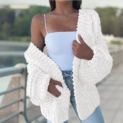 ALLUKASA  Autumn Winter Cardigan Women Sweaters New Cardigan Batwing Long-sleeved Plush Loose Outside Knit Sweater Women Fashion