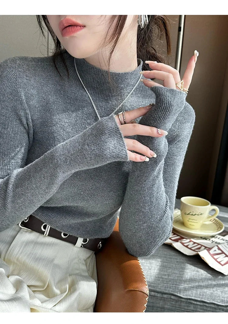 New Autumn Winter Long Sleeve Knit Sweater Women Pullovers Black White Knitted Sweater Women Tops Sweaters Sueters De Mujer MZ54