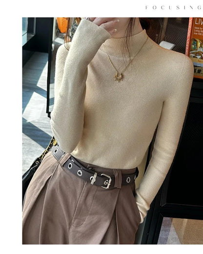 New Autumn Winter Long Sleeve Knit Sweater Women Pullovers Black White Knitted Sweater Women Tops Sweaters Sueters De Mujer MZ54