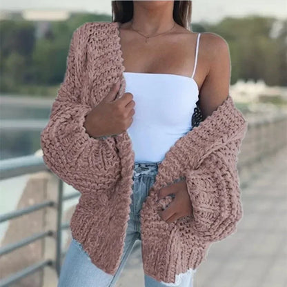 ALLUKASA  Autumn Winter Cardigan Women Sweaters New Cardigan Batwing Long-sleeved Plush Loose Outside Knit Sweater Women Fashion