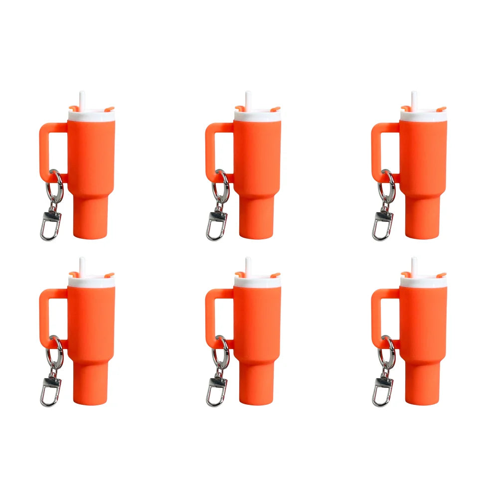 6-1pcs Creative Mini Cup Keychain Pendant Chapstick Holder Fun Key Ring Handbag Charms Key Ring for Backpack Tumbler Accessories