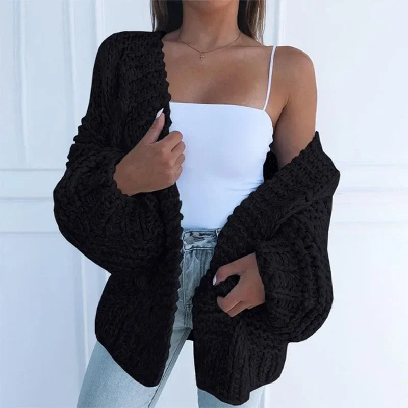ALLUKASA  Autumn Winter Cardigan Women Sweaters New Cardigan Batwing Long-sleeved Plush Loose Outside Knit Sweater Women Fashion