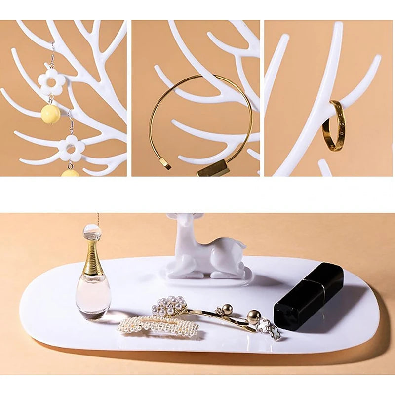 Little Deer Shape Earrings Necklace Ring Pendant Bracelet Jewelry Display Stand Tray Tree Storage Racks Organizer Holder