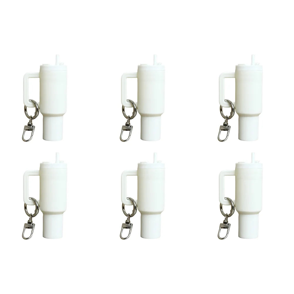 6-1pcs Creative Mini Cup Keychain Pendant Chapstick Holder Fun Key Ring Handbag Charms Key Ring for Backpack Tumbler Accessories