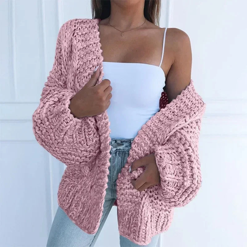 ALLUKASA  Autumn Winter Cardigan Women Sweaters New Cardigan Batwing Long-sleeved Plush Loose Outside Knit Sweater Women Fashion