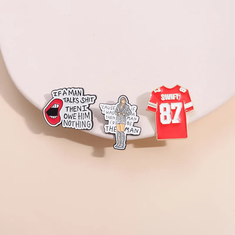Famous Pop Singer Star Enamel Pin Creative Music Peripheral Brooch Metal Lapel Backpack Badge Swift Fan Jewelry Gift For Friends