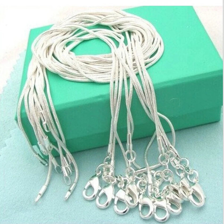925 sterling silver necklace women, silver fashion jewelry Snake Chain 1mm Necklace 16 18 20 22 24"