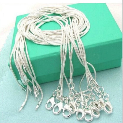925 sterling silver necklace women, silver fashion jewelry Snake Chain 1mm Necklace 16 18 20 22 24"