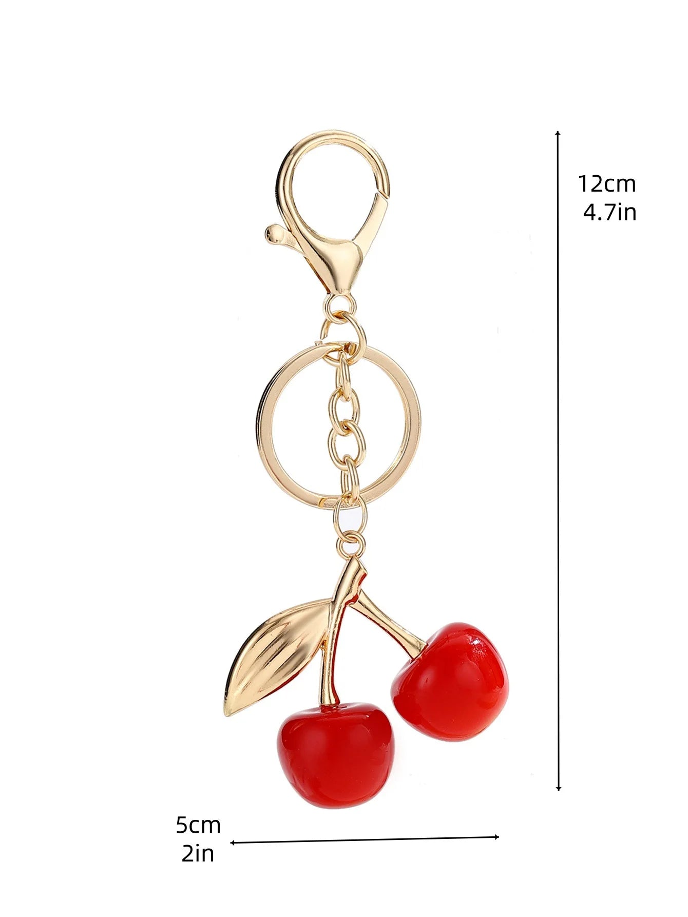 Cherry Keychains Bag Charm Red Pink Crystal Fruit Pendant Key Ring for Women Girl Key Accessories Gift