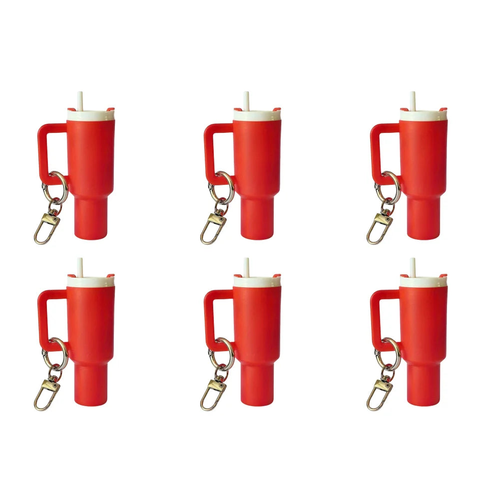 6-1pcs Creative Mini Cup Keychain Pendant Chapstick Holder Fun Key Ring Handbag Charms Key Ring for Backpack Tumbler Accessories