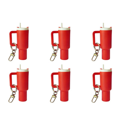 6-1pcs Creative Mini Cup Keychain Pendant Chapstick Holder Fun Key Ring Handbag Charms Key Ring for Backpack Tumbler Accessories