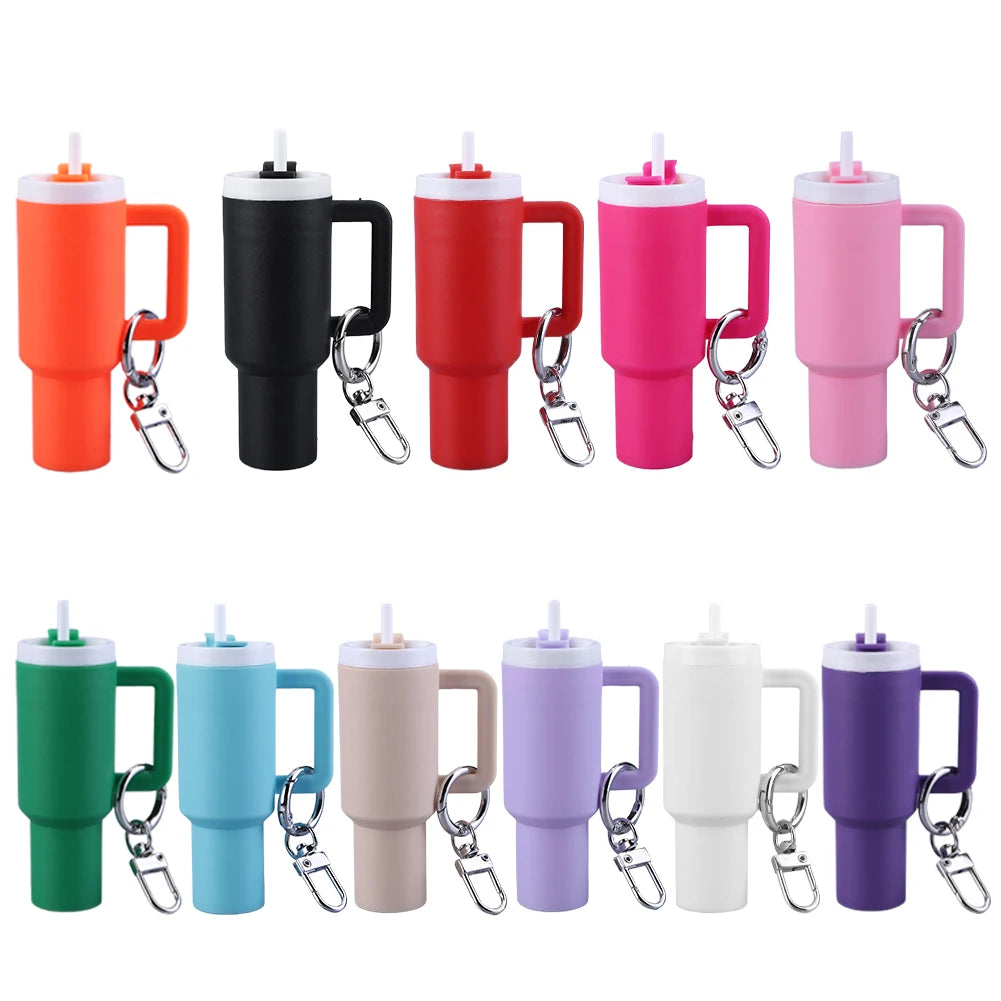 6-1pcs Creative Mini Cup Keychain Pendant Chapstick Holder Fun Key Ring Handbag Charms Key Ring for Backpack Tumbler Accessories