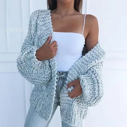 ALLUKASA  Autumn Winter Cardigan Women Sweaters New Cardigan Batwing Long-sleeved Plush Loose Outside Knit Sweater Women Fashion