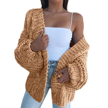 ALLUKASA  Autumn Winter Cardigan Women Sweaters New Cardigan Batwing Long-sleeved Plush Loose Outside Knit Sweater Women Fashion