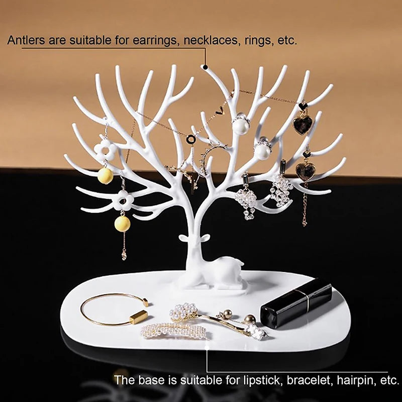 Little Deer Shape Earrings Necklace Ring Pendant Bracelet Jewelry Display Stand Tray Tree Storage Racks Organizer Holder