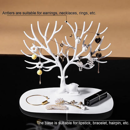 Little Deer Shape Earrings Necklace Ring Pendant Bracelet Jewelry Display Stand Tray Tree Storage Racks Organizer Holder