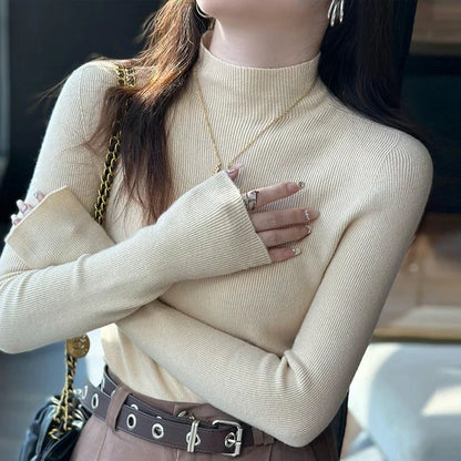 New Autumn Winter Long Sleeve Knit Sweater Women Pullovers Black White Knitted Sweater Women Tops Sweaters Sueters De Mujer MZ54