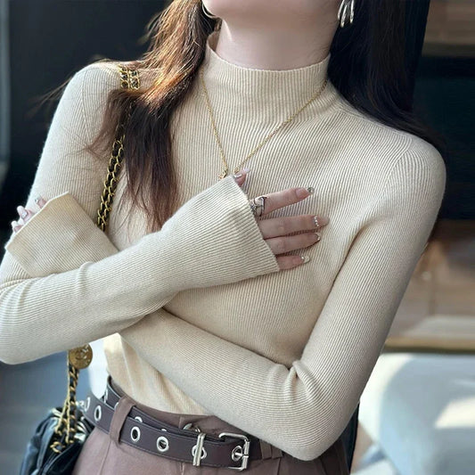 New Autumn Winter Long Sleeve Knit Sweater Women Pullovers Black White Knitted Sweater Women Tops Sweaters Sueters De Mujer MZ54