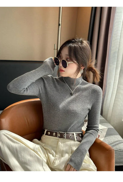 New Autumn Winter Long Sleeve Knit Sweater Women Pullovers Black White Knitted Sweater Women Tops Sweaters Sueters De Mujer MZ54