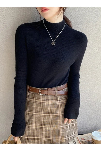 New Autumn Winter Long Sleeve Knit Sweater Women Pullovers Black White Knitted Sweater Women Tops Sweaters Sueters De Mujer MZ54