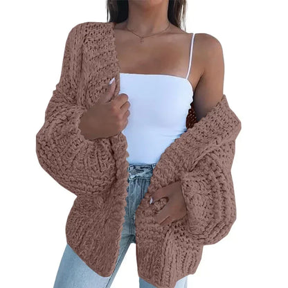 ALLUKASA  Autumn Winter Cardigan Women Sweaters New Cardigan Batwing Long-sleeved Plush Loose Outside Knit Sweater Women Fashion