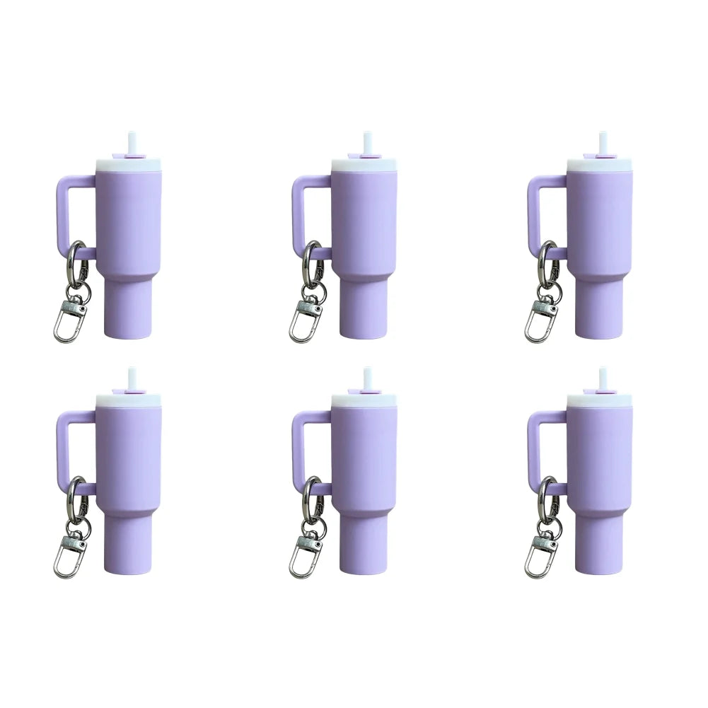 6-1pcs Creative Mini Cup Keychain Pendant Chapstick Holder Fun Key Ring Handbag Charms Key Ring for Backpack Tumbler Accessories