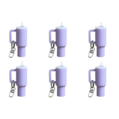 6-1pcs Creative Mini Cup Keychain Pendant Chapstick Holder Fun Key Ring Handbag Charms Key Ring for Backpack Tumbler Accessories
