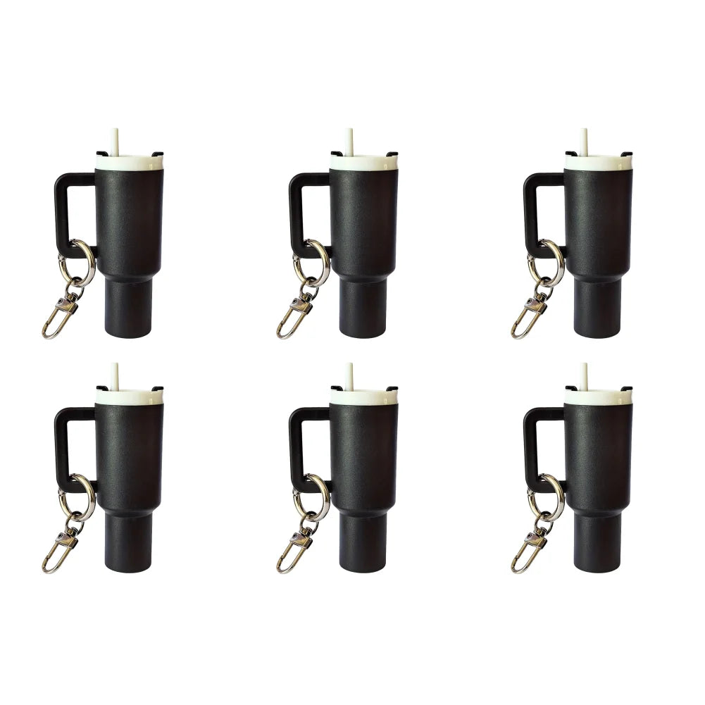 6-1pcs Creative Mini Cup Keychain Pendant Chapstick Holder Fun Key Ring Handbag Charms Key Ring for Backpack Tumbler Accessories