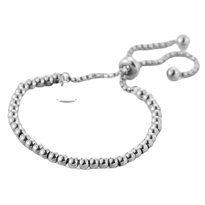 316L Stainless Small Ball Beads Pull Out Bracelet for Women Simple Fashion Circular Tag Bracelet Daily Party Jewelry