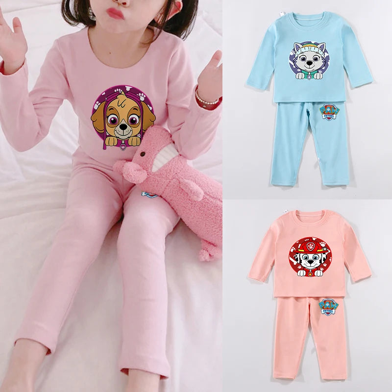 PAW Patrols Kids Anime Cute Pajamas Children Long Sleeve Pyjamas Autumn Winter Warm Loungewear Boy Girl Cartoon Casual Home Wear