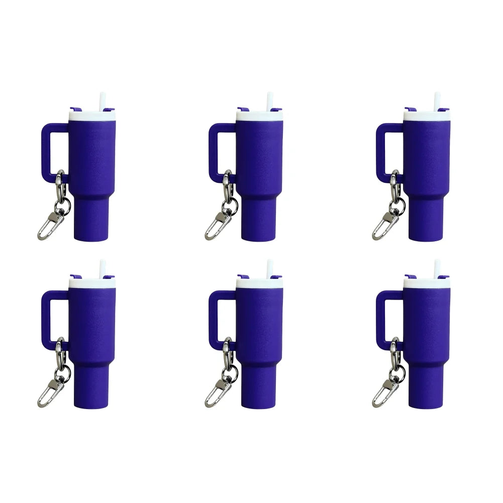 6-1pcs Creative Mini Cup Keychain Pendant Chapstick Holder Fun Key Ring Handbag Charms Key Ring for Backpack Tumbler Accessories