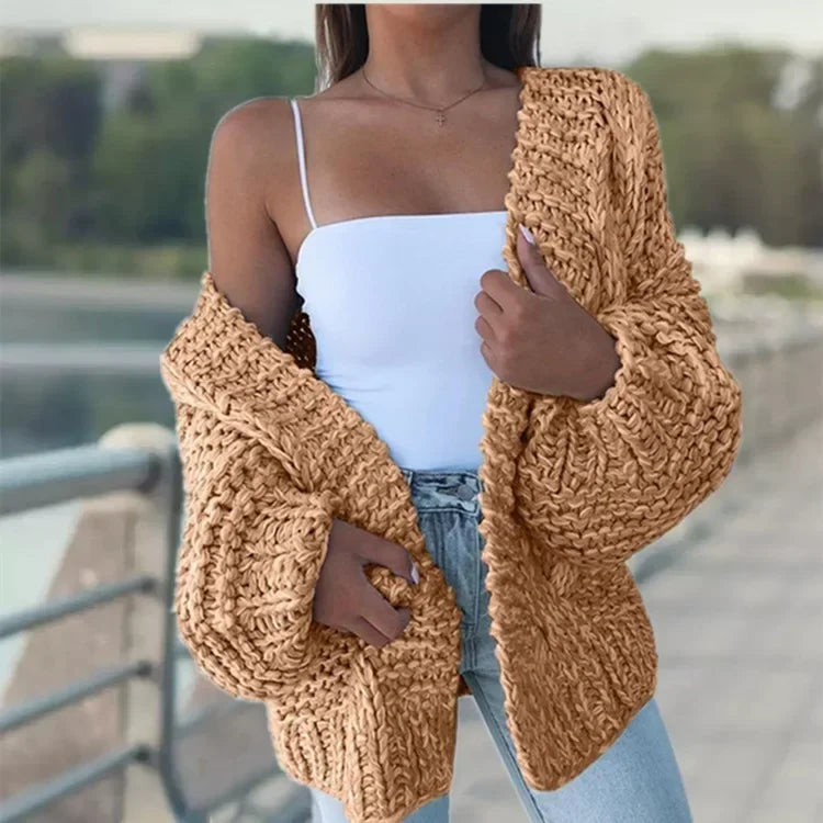 ALLUKASA  Autumn Winter Cardigan Women Sweaters New Cardigan Batwing Long-sleeved Plush Loose Outside Knit Sweater Women Fashion