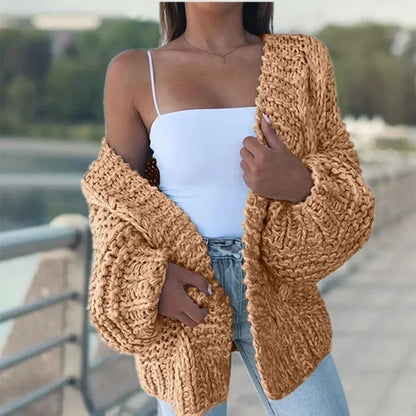 ALLUKASA  Autumn Winter Cardigan Women Sweaters New Cardigan Batwing Long-sleeved Plush Loose Outside Knit Sweater Women Fashion