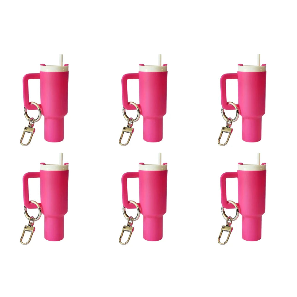 6-1pcs Creative Mini Cup Keychain Pendant Chapstick Holder Fun Key Ring Handbag Charms Key Ring for Backpack Tumbler Accessories