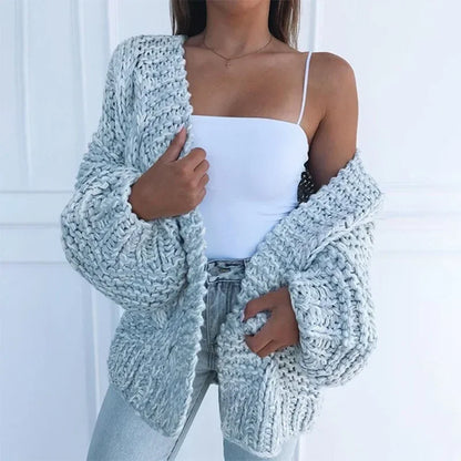 ALLUKASA  Autumn Winter Cardigan Women Sweaters New Cardigan Batwing Long-sleeved Plush Loose Outside Knit Sweater Women Fashion