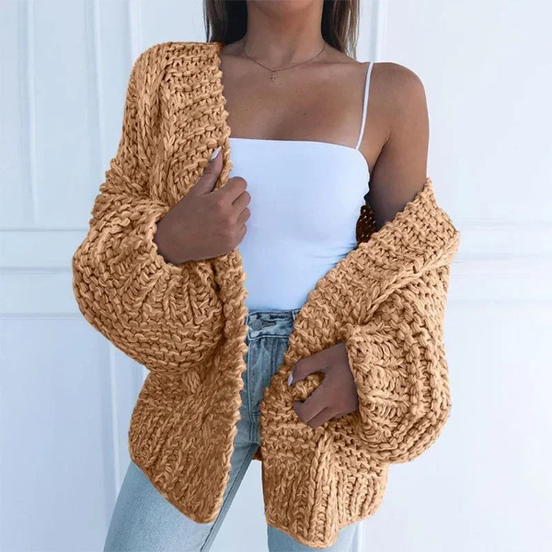 ALLUKASA  Autumn Winter Cardigan Women Sweaters New Cardigan Batwing Long-sleeved Plush Loose Outside Knit Sweater Women Fashion