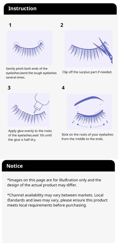 7 Pairs of Thick And Slender Eyelashes With Elongated and Comfortable Black Cotton Thread and Crossed Fishtail, Half Eye False E